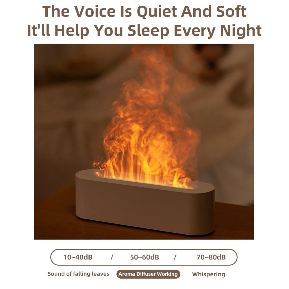 Essential Oil Aroma Diffuser Flame Air Humidifier Ultrasonic Cool Mist Difusor with RGB Realistic Fire Night Light