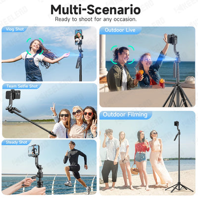 C17 Selfie Stick Tripod Phones Stand for Cell phone AI Tracking 360°Auto-Rotation Shoot with Remote Control, Optional Fill Light