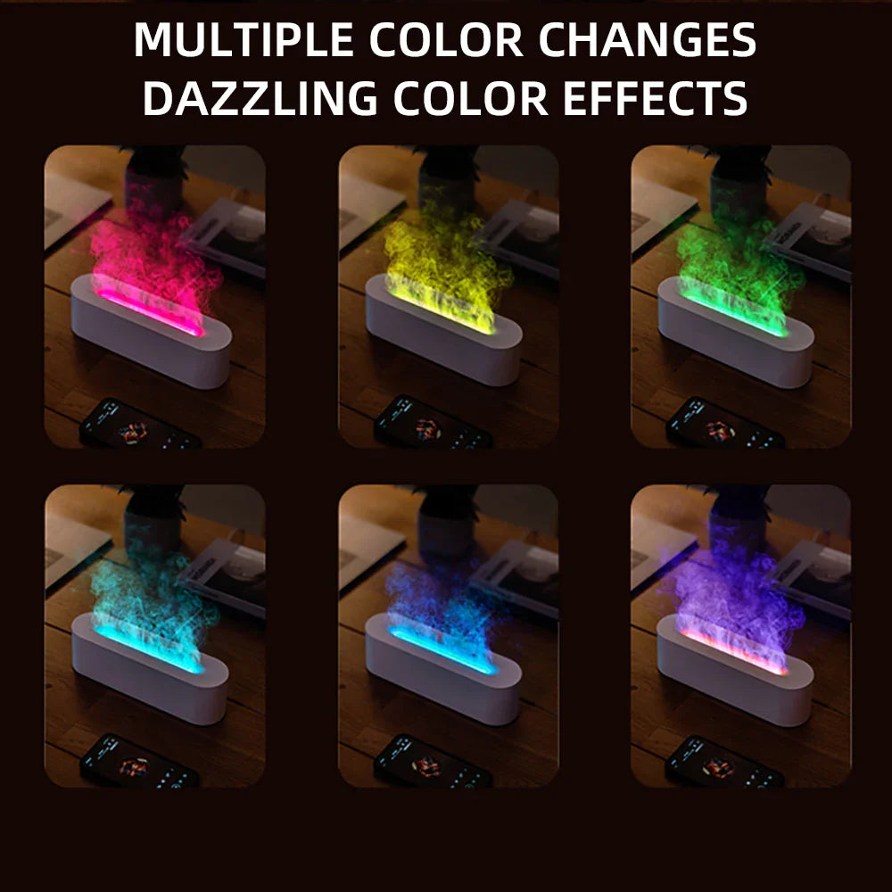 Essential Oil Aroma Diffuser Flame Air Humidifier Ultrasonic Cool Mist Difusor with RGB Realistic Fire Night Light