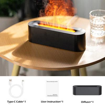 Essential Oil Aroma Diffuser Flame Air Humidifier Ultrasonic Cool Mist Difusor with RGB Realistic Fire Night Light