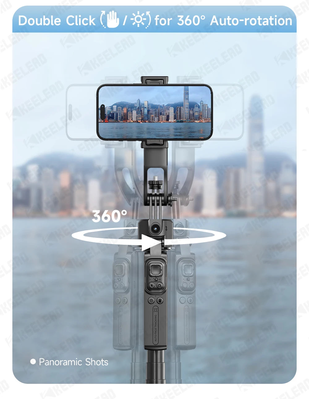 C17 Selfie Stick Tripod Phones Stand for Cell phone AI Tracking 360°Auto-Rotation Shoot with Remote Control, Optional Fill Light