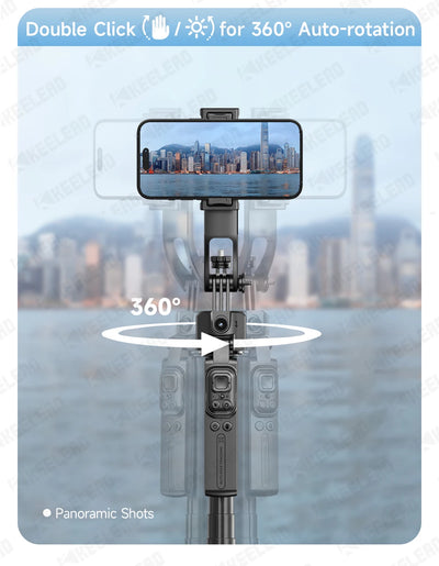 C17 Selfie Stick Tripod Phones Stand for Cell phone AI Tracking 360°Auto-Rotation Shoot with Remote Control, Optional Fill Light