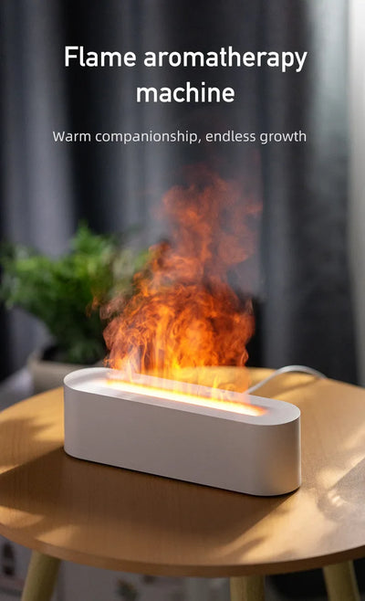 Essential Oil Aroma Diffuser Flame Air Humidifier Ultrasonic Cool Mist Difusor with RGB Realistic Fire Night Light