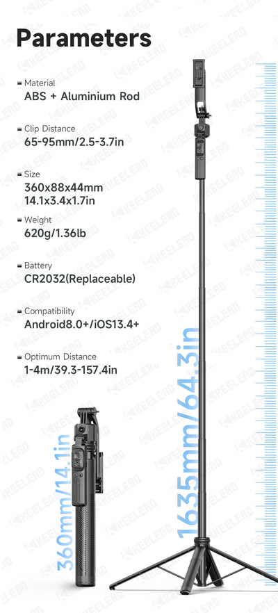 C17 Selfie Stick Tripod Phones Stand for Cell phone AI Tracking 360°Auto-Rotation Shoot with Remote Control, Optional Fill Light