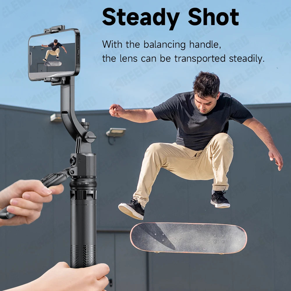 C17 Selfie Stick Tripod Phones Stand for Cell phone AI Tracking 360°Auto-Rotation Shoot with Remote Control, Optional Fill Light