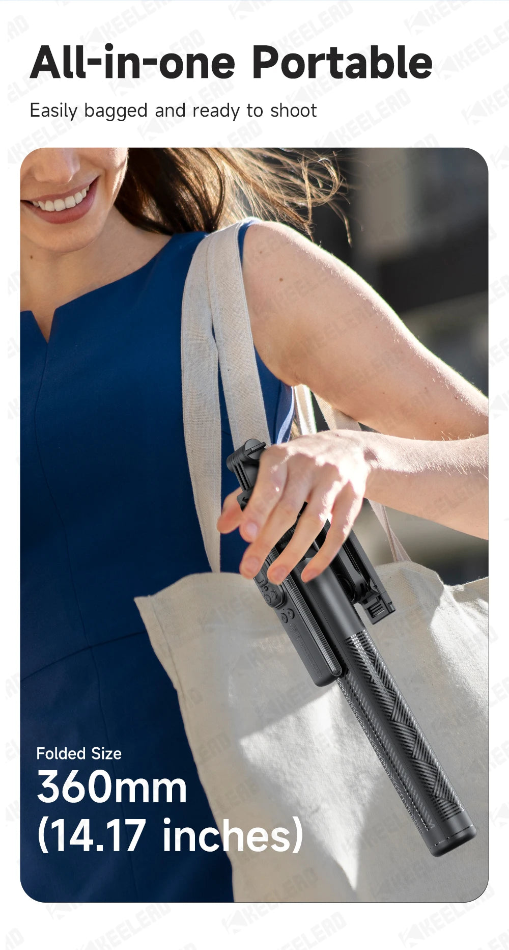 C17 Selfie Stick Tripod Phones Stand for Cell phone AI Tracking 360°Auto-Rotation Shoot with Remote Control, Optional Fill Light