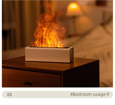 Essential Oil Aroma Diffuser Flame Air Humidifier Ultrasonic Cool Mist Difusor with RGB Realistic Fire Night Light
