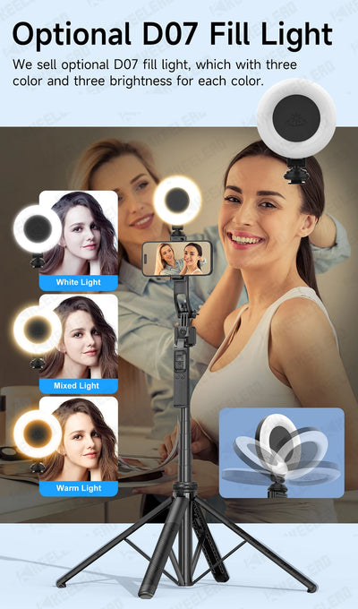 C17 Selfie Stick Tripod Phones Stand for Cell phone AI Tracking 360°Auto-Rotation Shoot with Remote Control, Optional Fill Light