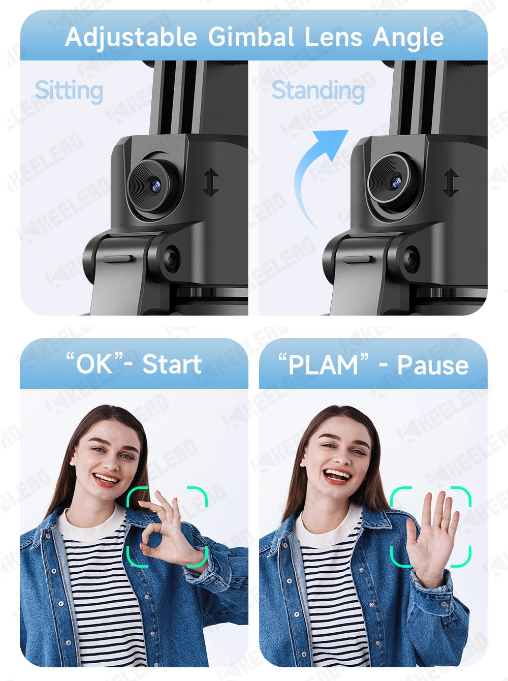 C17 Selfie Stick Tripod Phones Stand for Cell phone AI Tracking 360°Auto-Rotation Shoot with Remote Control, Optional Fill Light