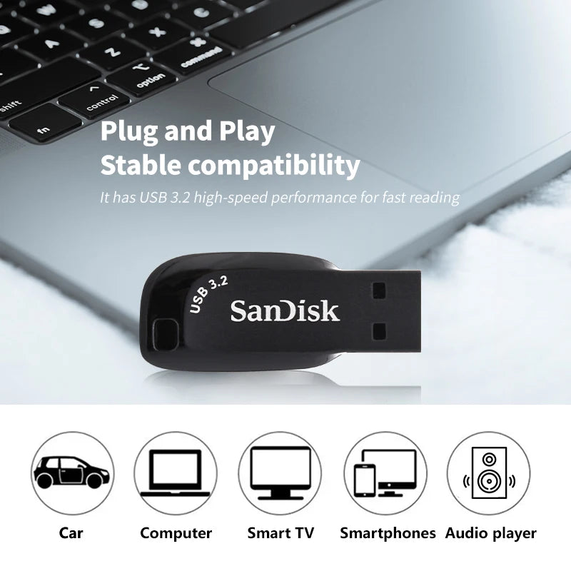 SanDisk USB 3.2 Flash Drive 128GB 64GB 32GB Up to 100Mb/s Pen Drive Original storage Memory Stick for Computer U disk pendrive