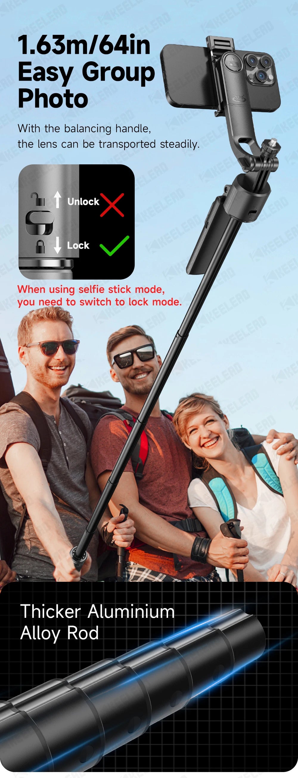C17 Selfie Stick Tripod Phones Stand for Cell phone AI Tracking 360°Auto-Rotation Shoot with Remote Control, Optional Fill Light