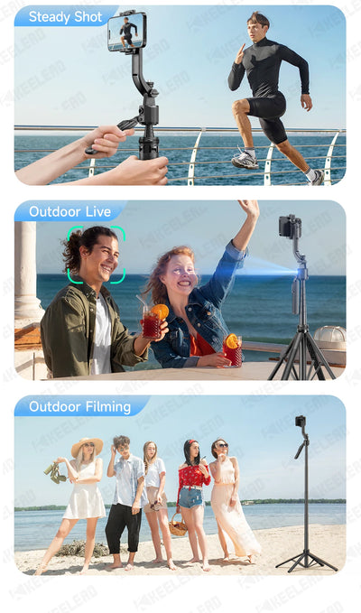 C17 Selfie Stick Tripod Phones Stand for Cell phone AI Tracking 360°Auto-Rotation Shoot with Remote Control, Optional Fill Light