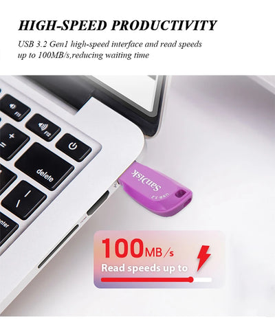 SanDisk USB 3.2 Flash Drive 128GB 64GB 32GB Up to 100Mb/s Pen Drive Original storage Memory Stick for Computer U disk pendrive
