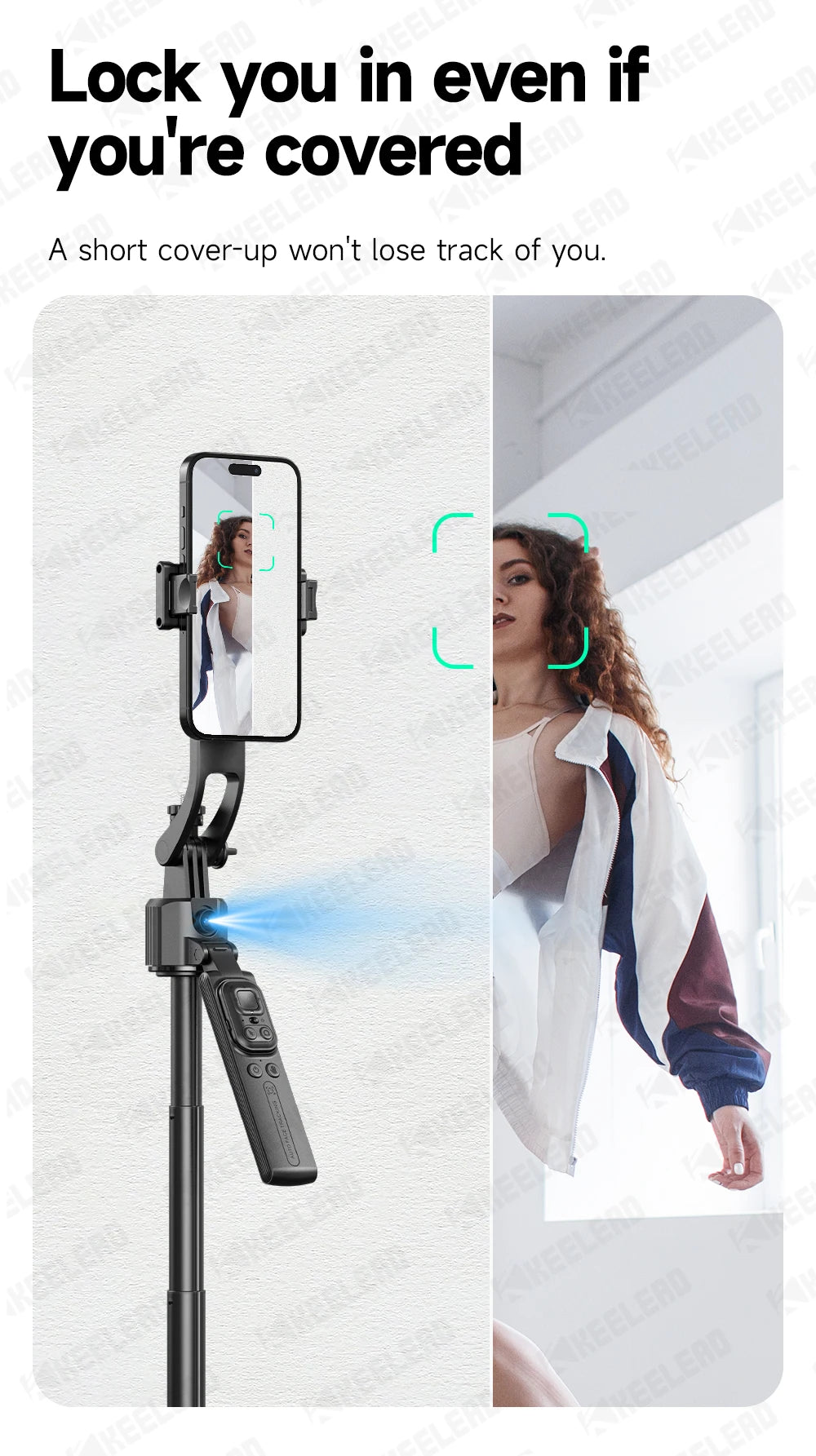 C17 Selfie Stick Tripod Phones Stand for Cell phone AI Tracking 360°Auto-Rotation Shoot with Remote Control, Optional Fill Light