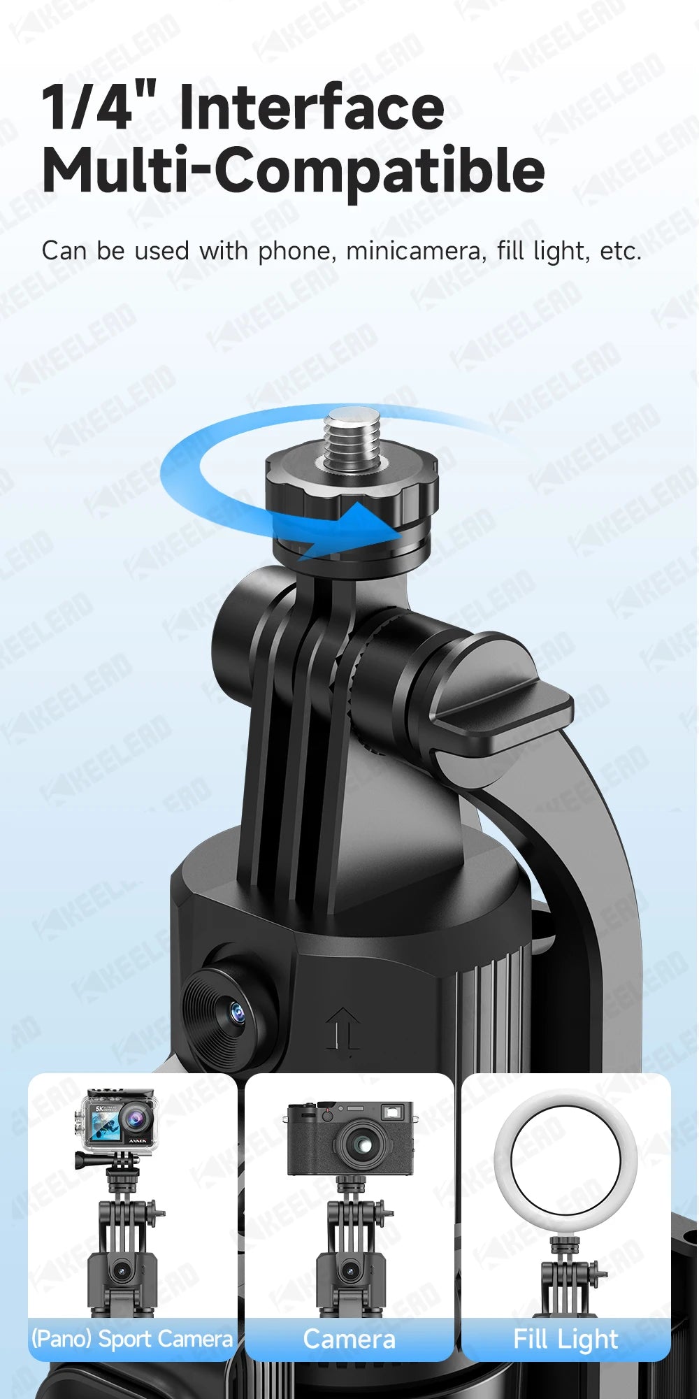 C17 Selfie Stick Tripod Phones Stand for Cell phone AI Tracking 360°Auto-Rotation Shoot with Remote Control, Optional Fill Light